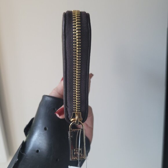 FENDI Tobacco Zucca Canvas Zip Around Wallet - Picture 10 of 16